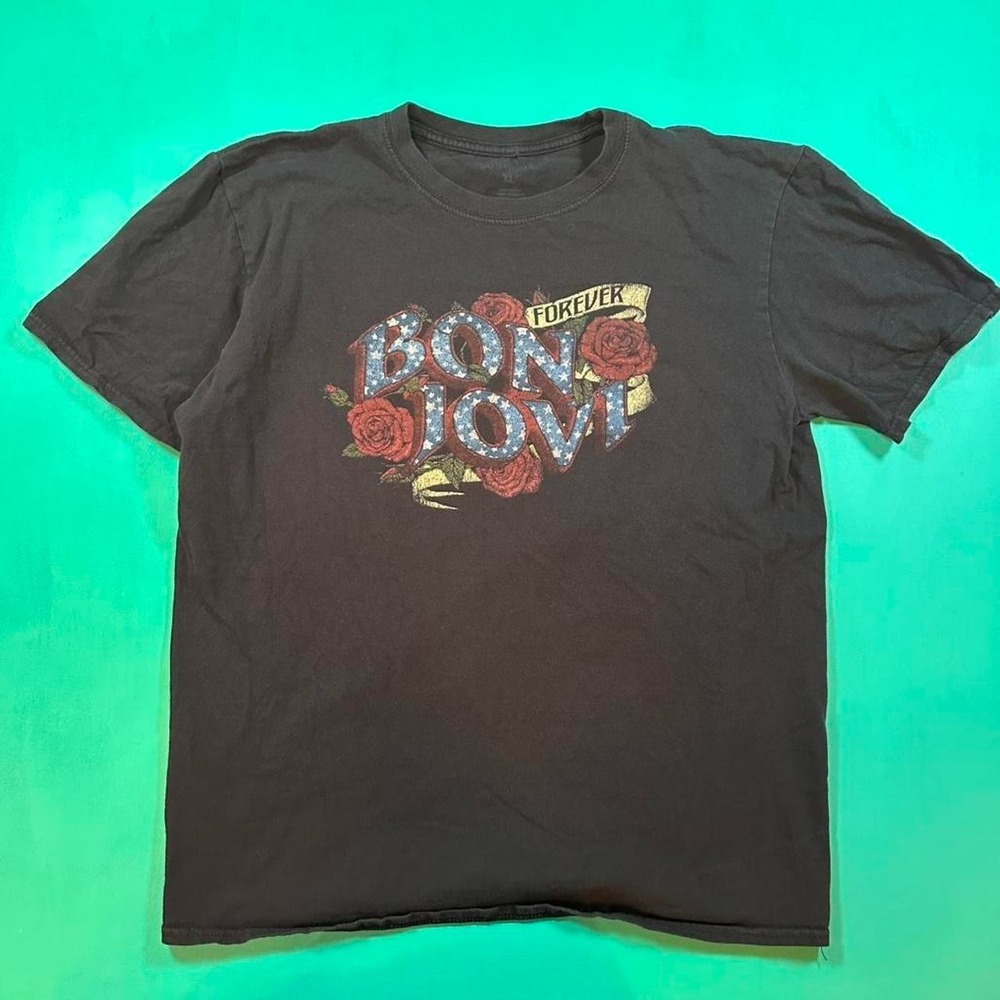 Bon Jovi band tee faded black Bon Jovi forever retro band graphic t shirt